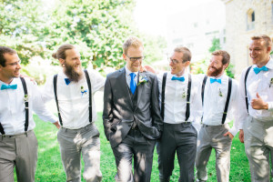 Groomsmen Gray Pants Black Suspenders photo