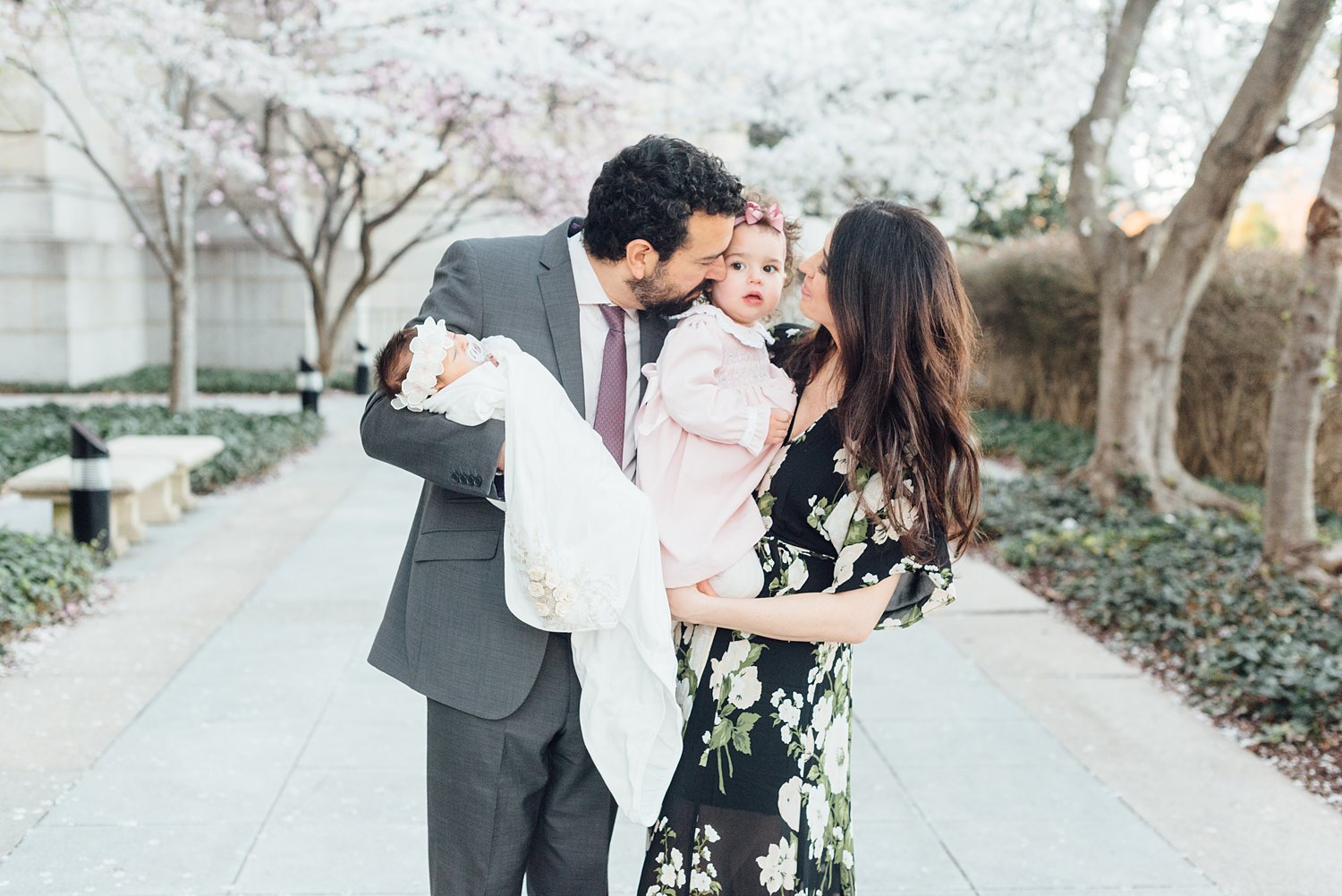 Lauren + Christos - Catholic University Cherry Blossom Family Session - DC Family Photographer - Alison Dunn Photography photo