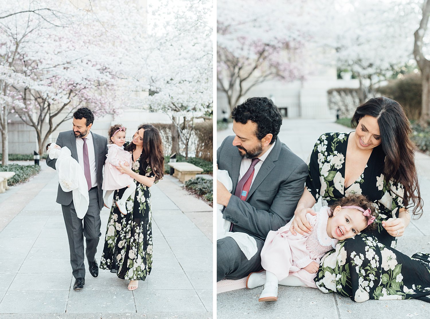 Lauren + Christos - Catholic University Cherry Blossom Family Session - DC Family Photographer - Alison Dunn Photography photo