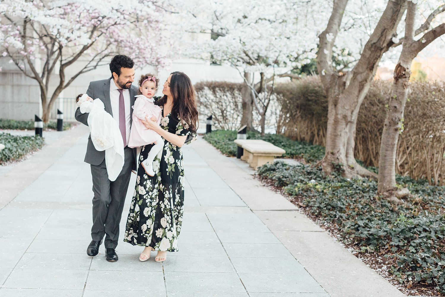 Lauren + Christos - Catholic University Cherry Blossom Family Session - DC Family Photographer - Alison Dunn Photography photo