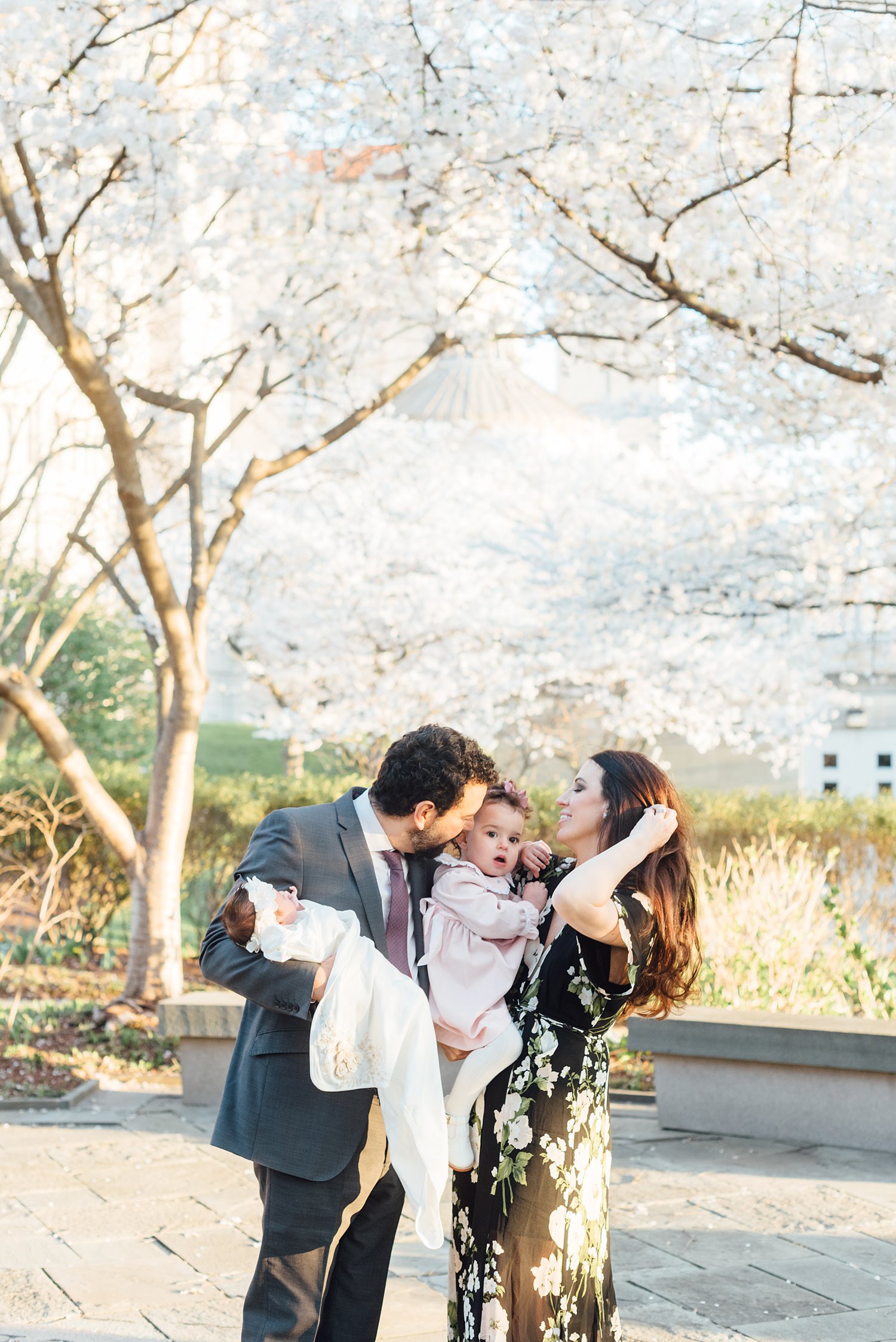 Lauren + Christos - Catholic University Cherry Blossom Family Session - DC Family Photographer - Alison Dunn Photography photo